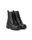 Made in Spain Nappa Leather Girls Black Military Style Boots EU25-EU31